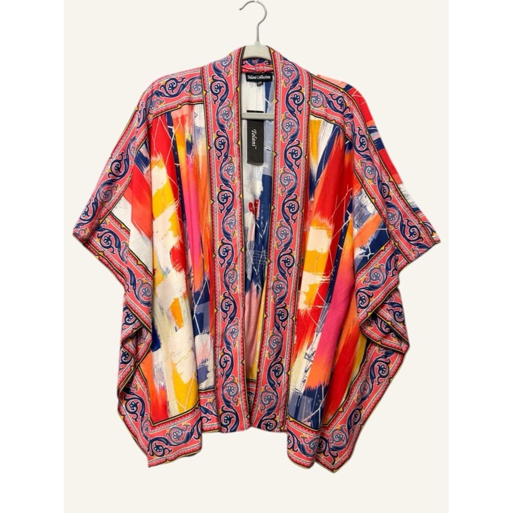 Tolani Collection Colorful Abstract Kimono Jacket NWT Size XXS Festival Vacation